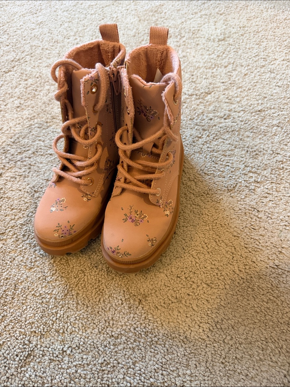 H&M Pink Floral Lace-Up Kids' Boots